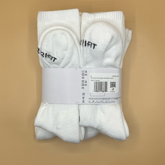 Nike Dri-fit everyday plus crew socks white size L - Picture 3 of 5